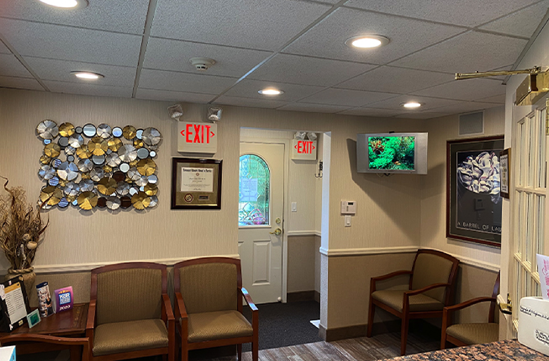 View of the front door to Smile Creations from the front desk