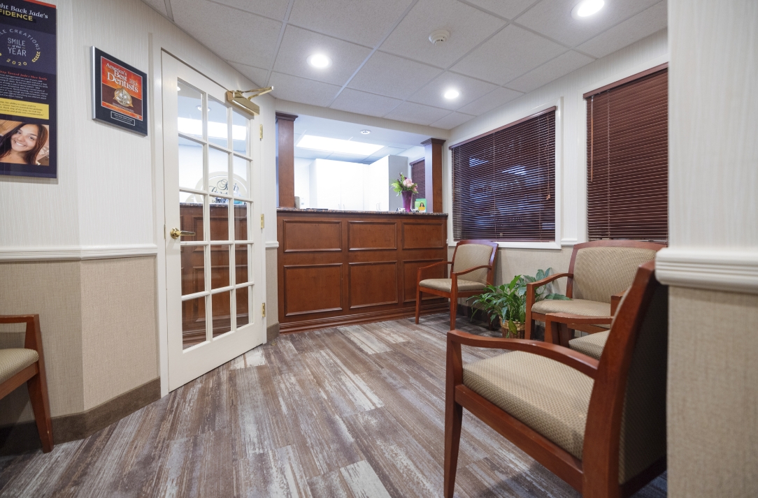 Reception area and front desk at Smile Creations