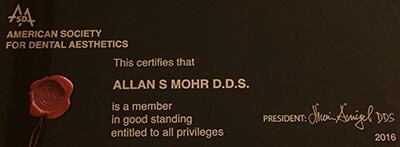 Dr. Mohr's certification of membership in the ASDA